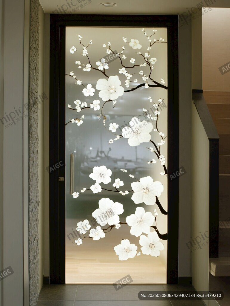 中式梅花玻璃隔断美如画