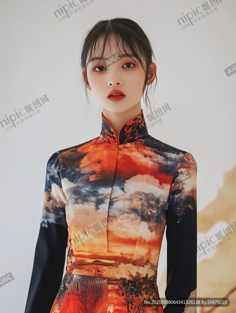 复古印花旗袍女性风采