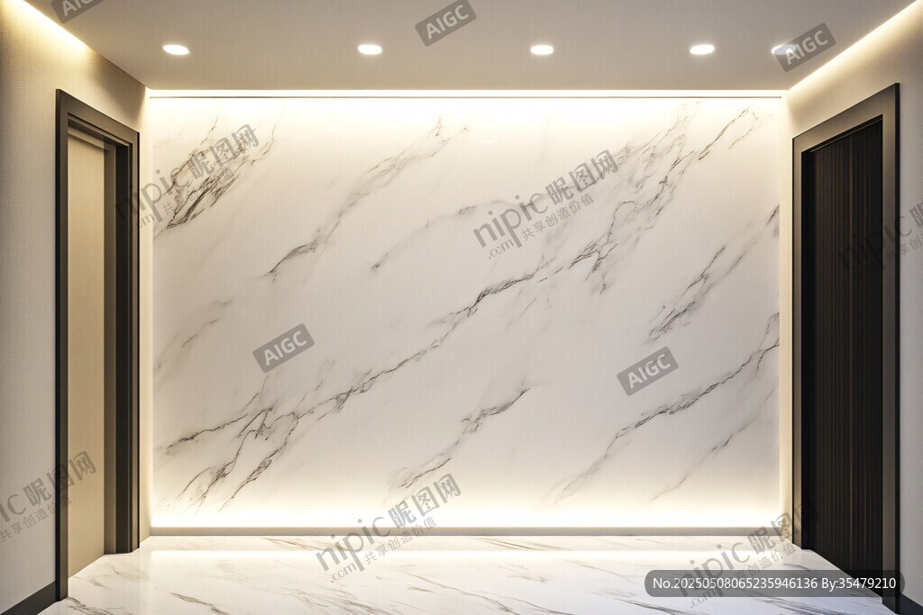 大理石墙面的现代走廊空间