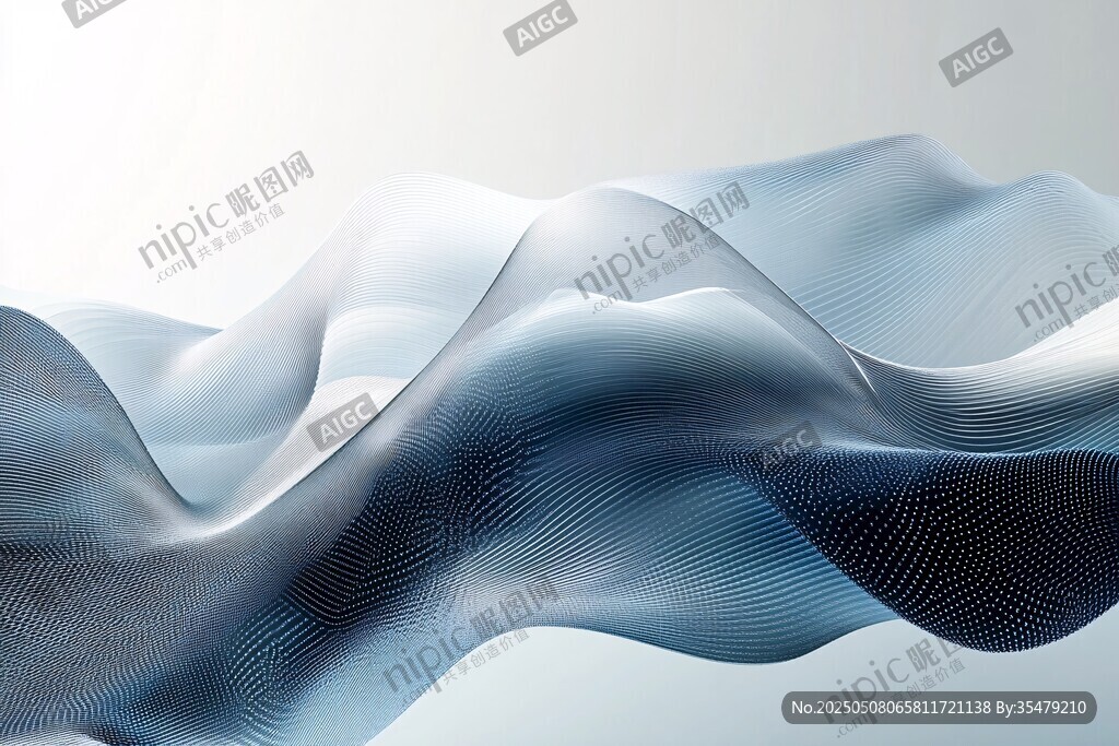 梦幻蓝调流动波纹背景图