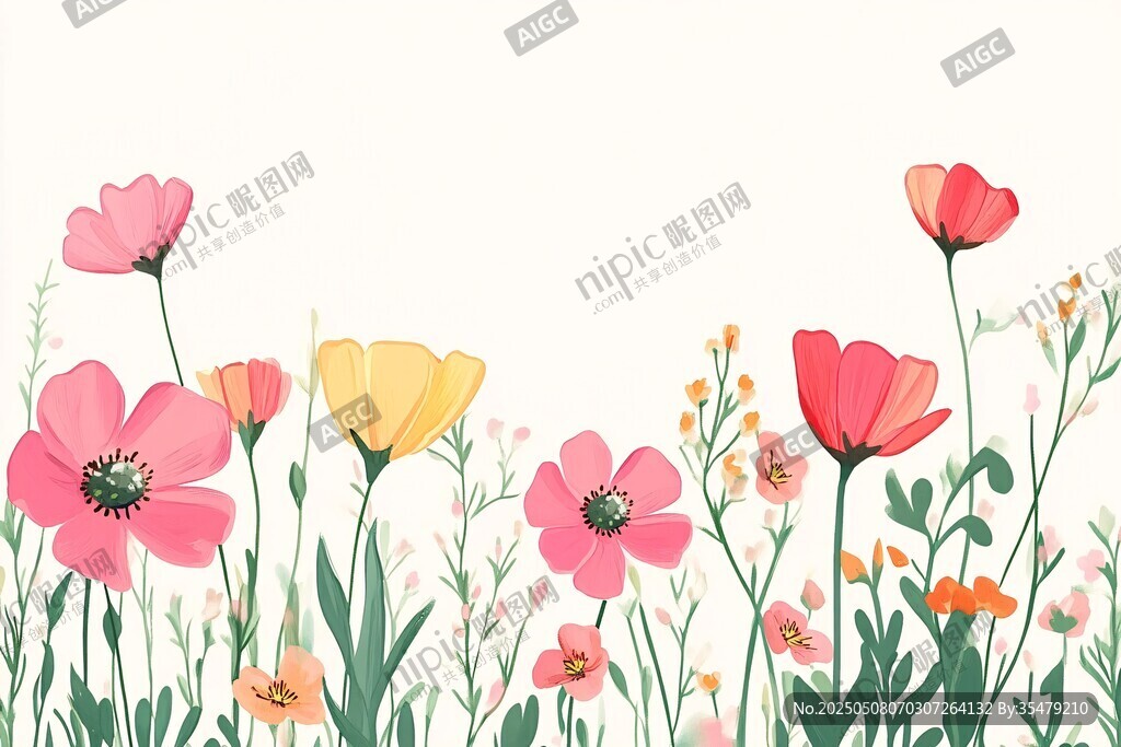 缤纷花卉插画背景