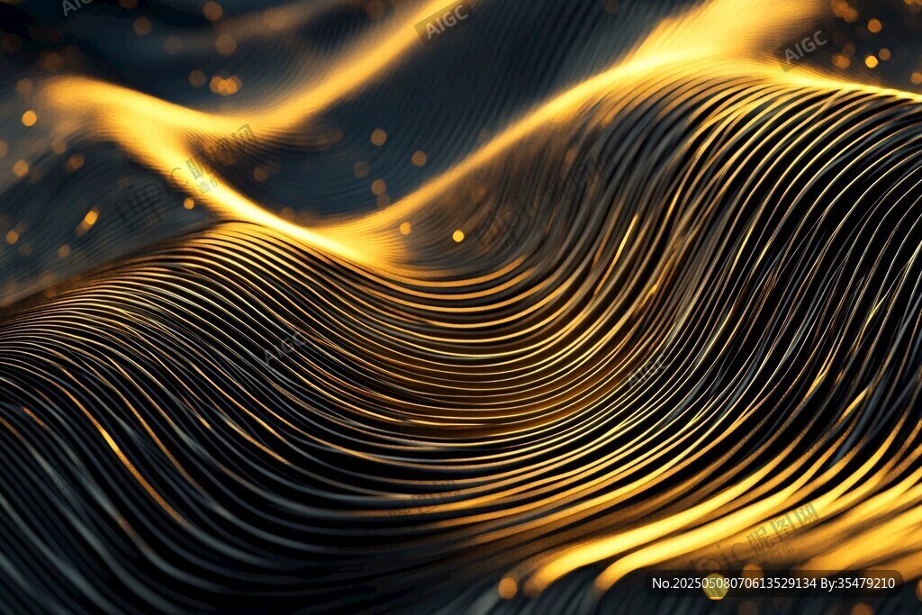 金色动感线条波浪背景图