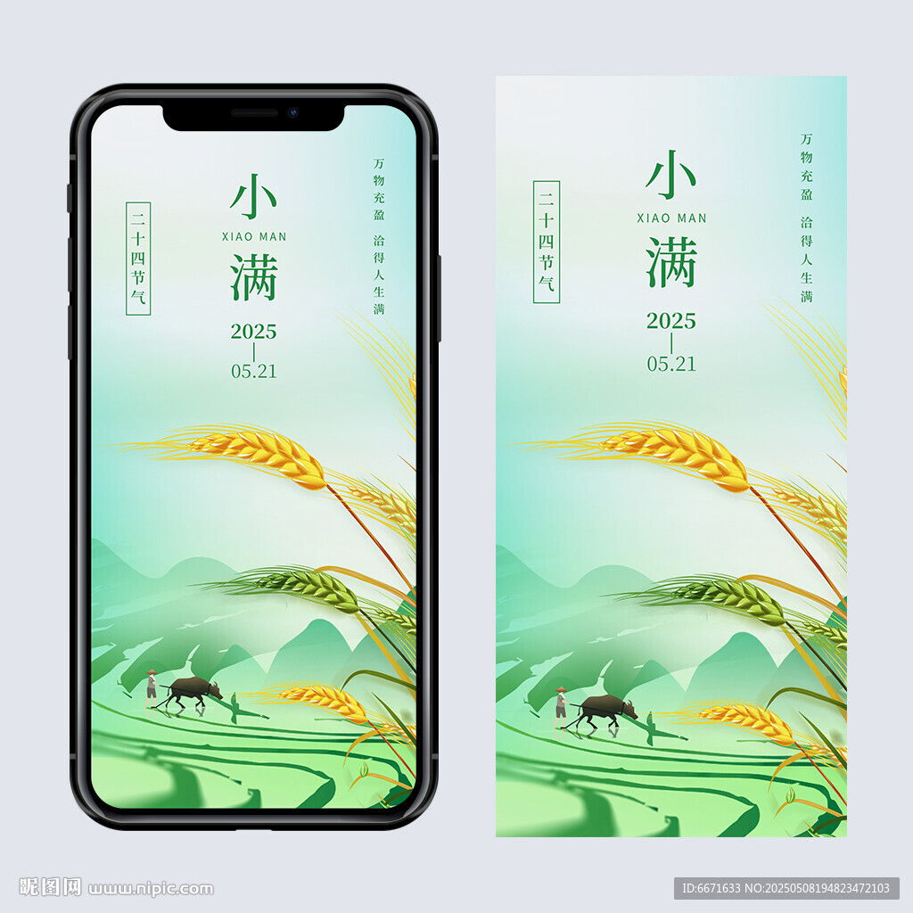 小满节气手机海报设计图