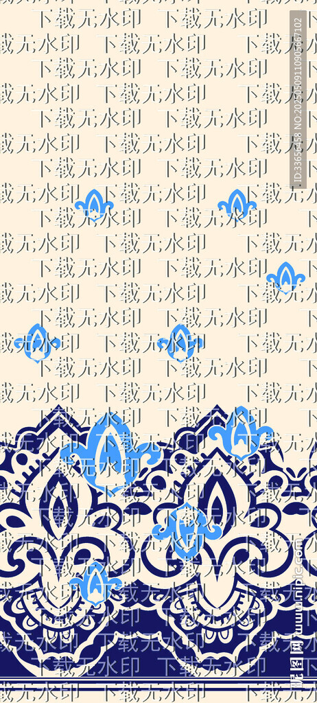 蓝白民族风花纹图案