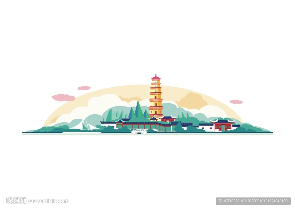 建筑地标阜阳矢量图