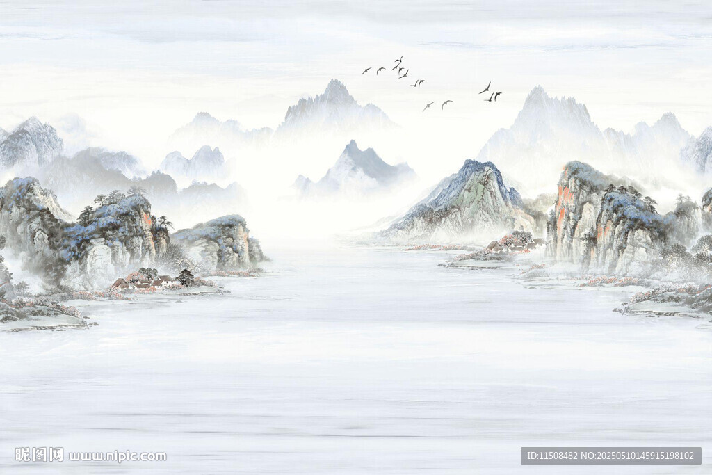 海纳百川山水画