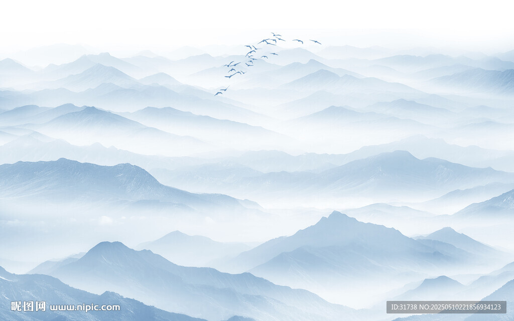 现代简约新中式水墨山水画背景墙