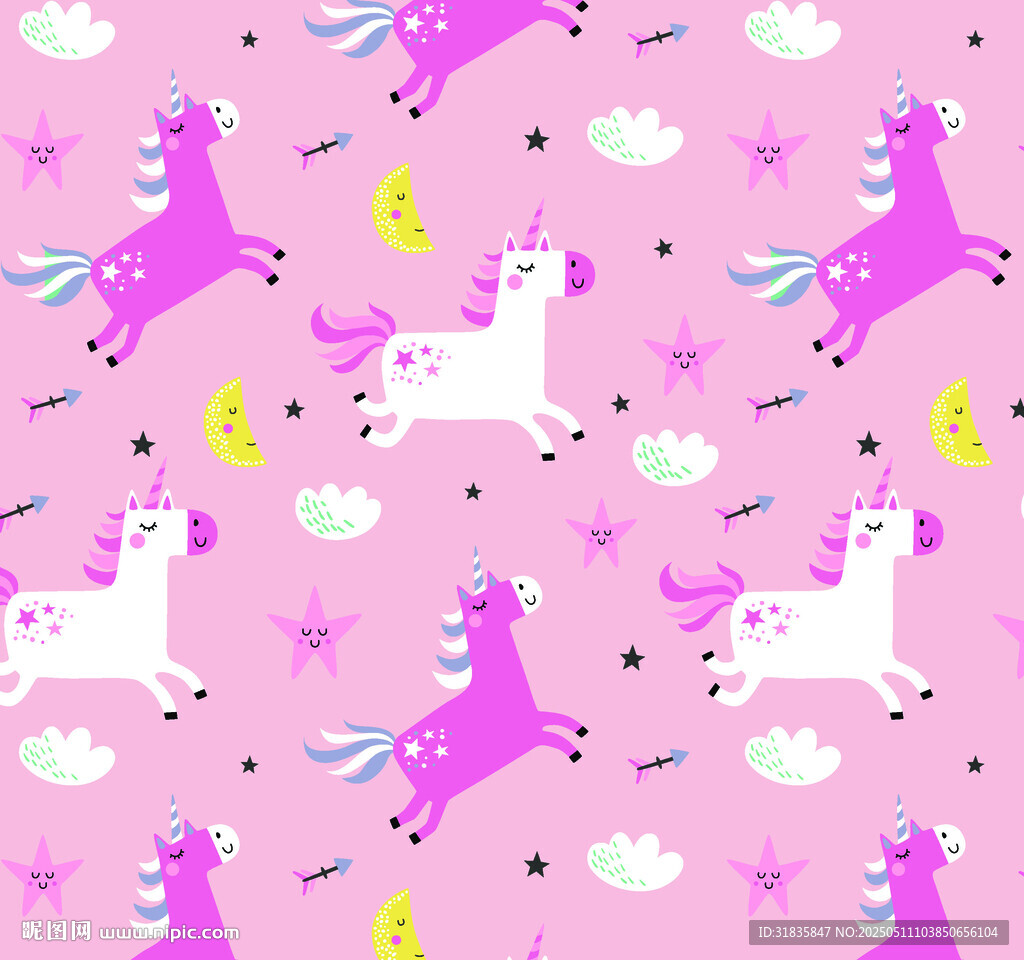梦幻独角兽粉色背景图案