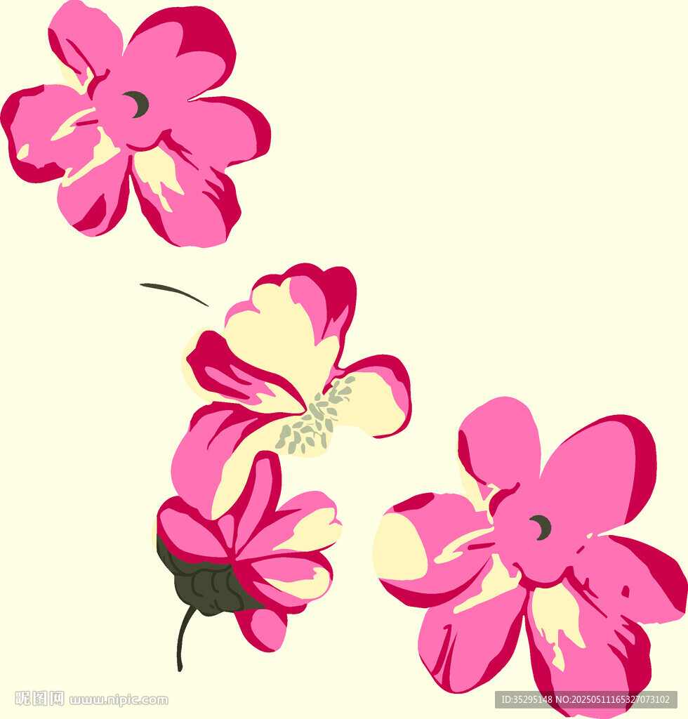 粉色花朵插画图案设计