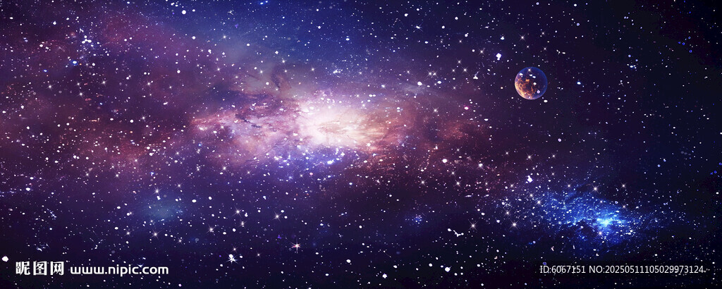 蓝紫色宇宙星空背景墙