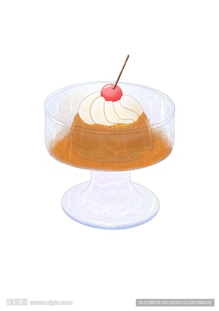 樱桃装饰的美味布丁
