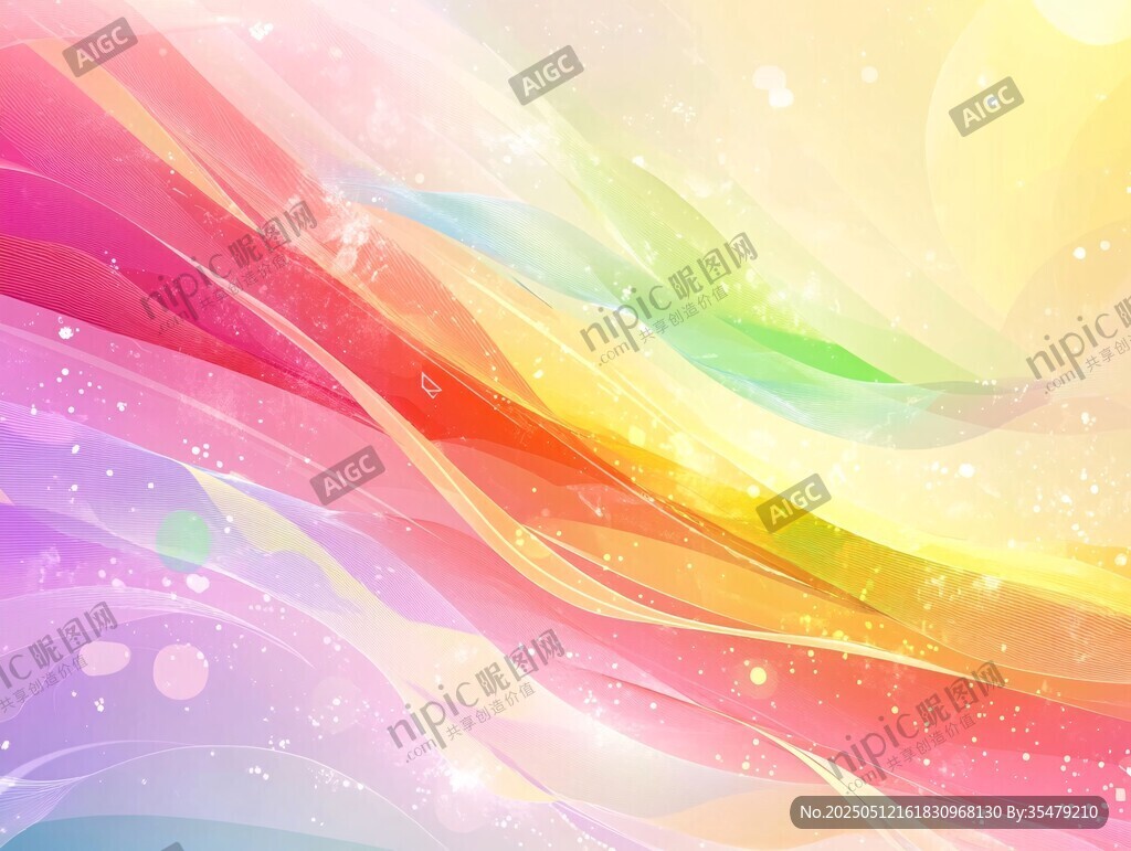 梦幻彩色流动线条背景图