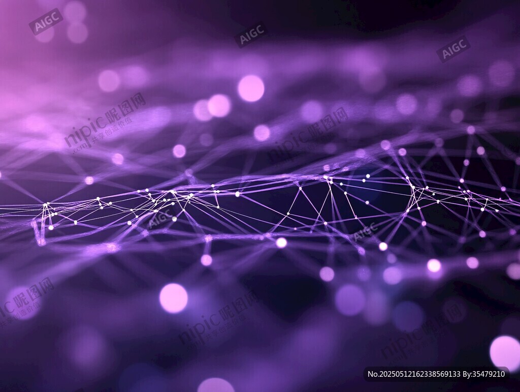 紫色科技感网络线条背景图