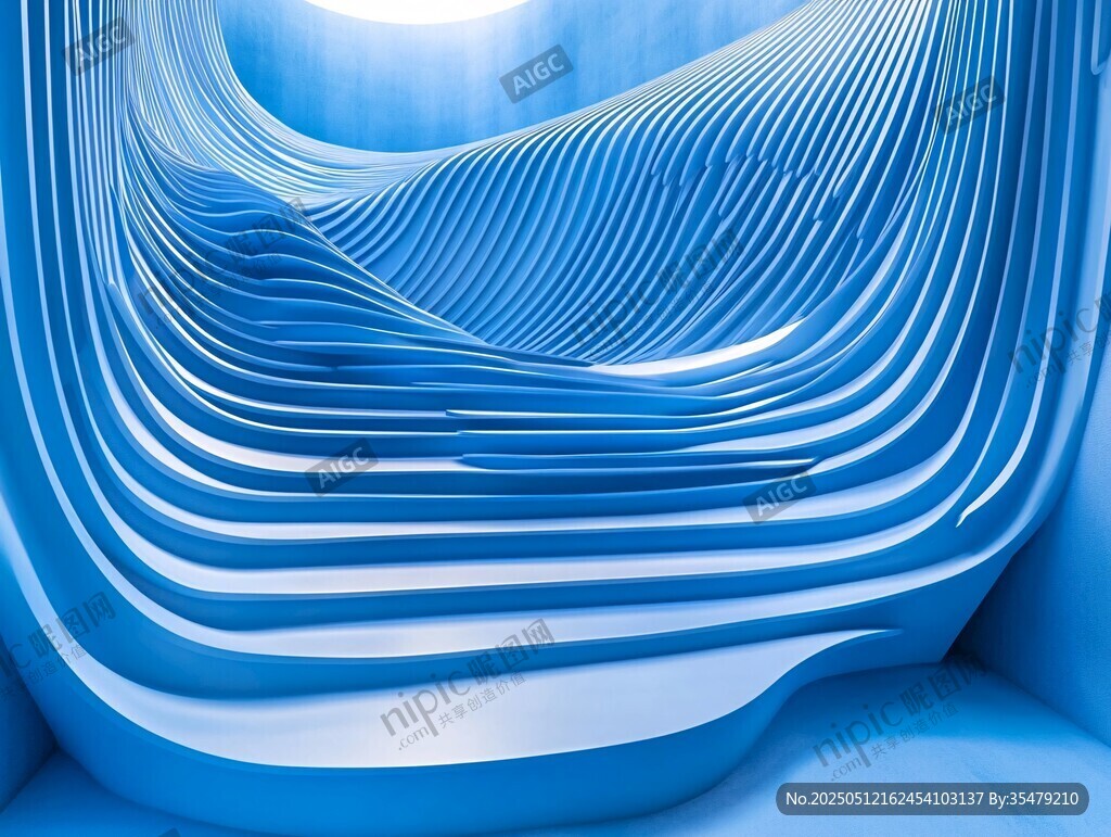 梦幻蓝色曲线立体空间