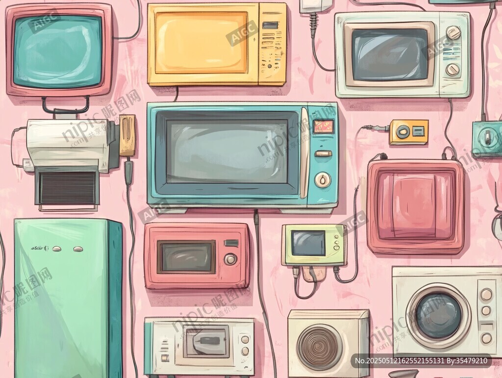 复古家电插画展示
