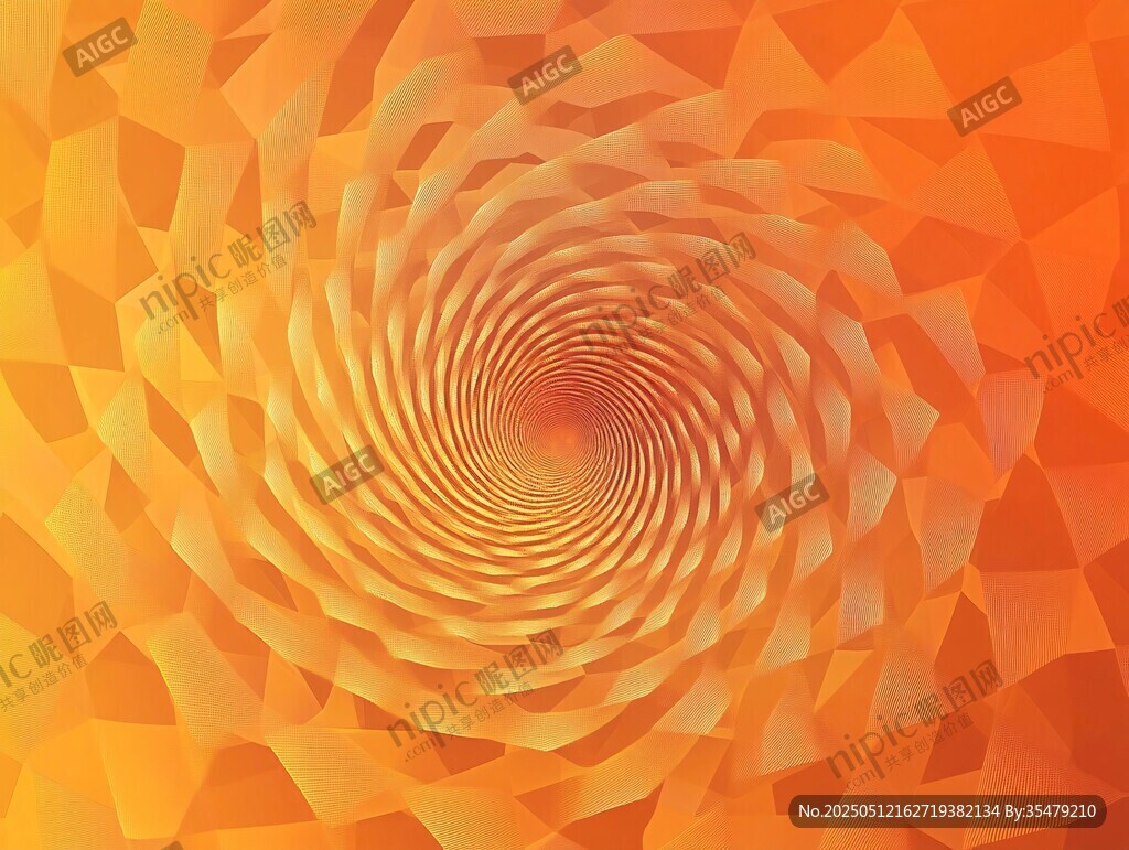 橙色旋涡几何抽象背景图