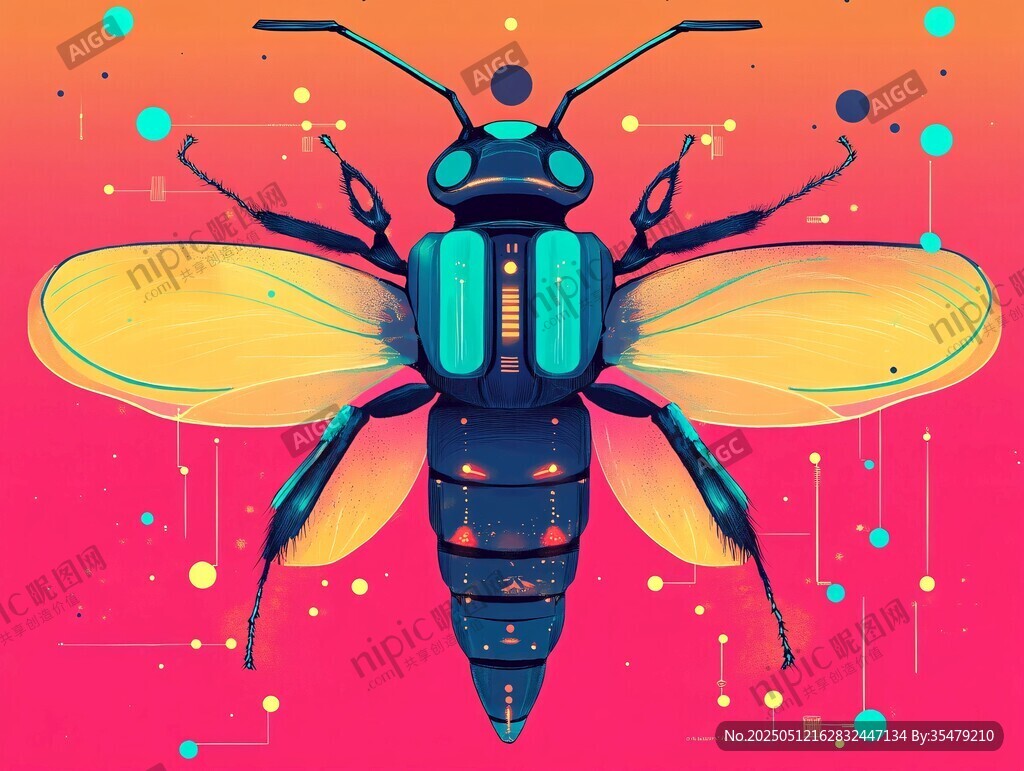 未来感机械蜜蜂插画