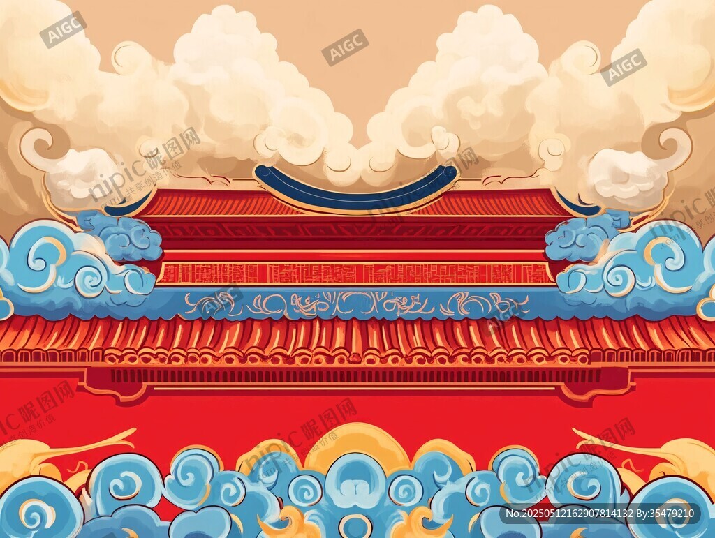 中式古典建筑云纹装饰图