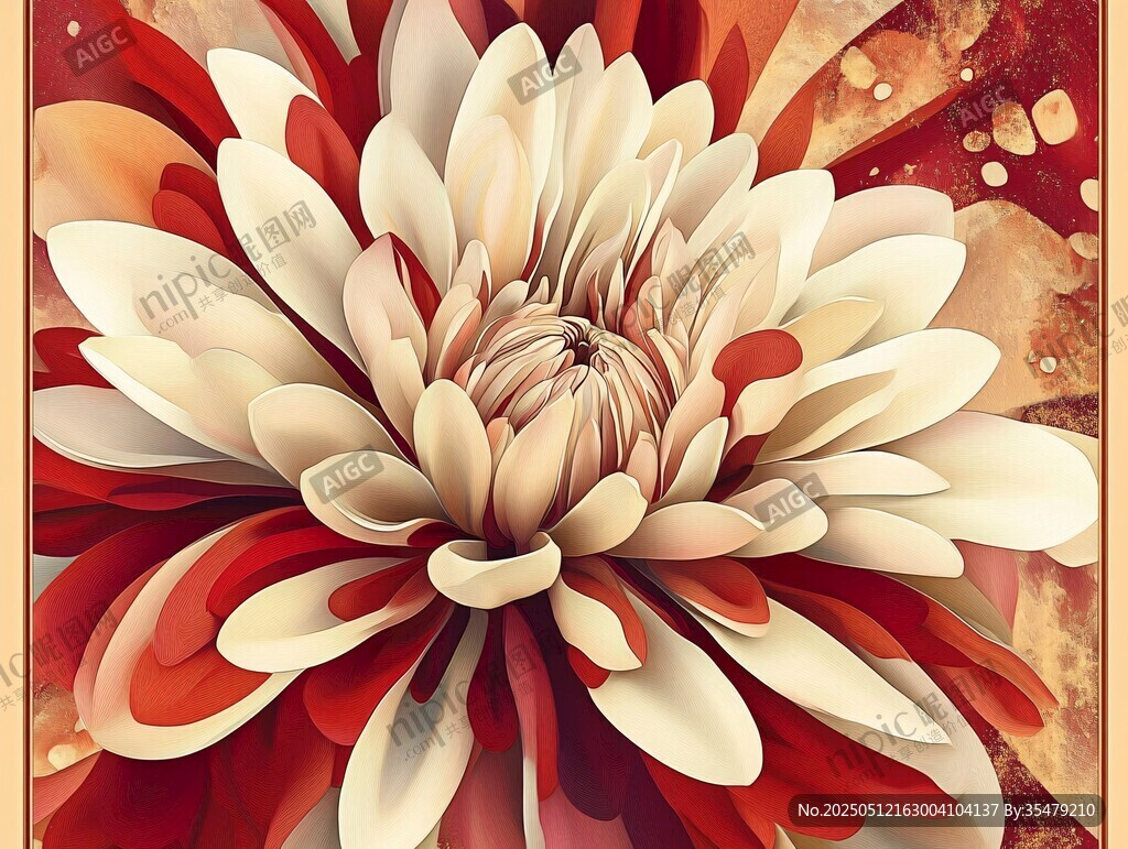 艳丽绽放的红白相间花朵