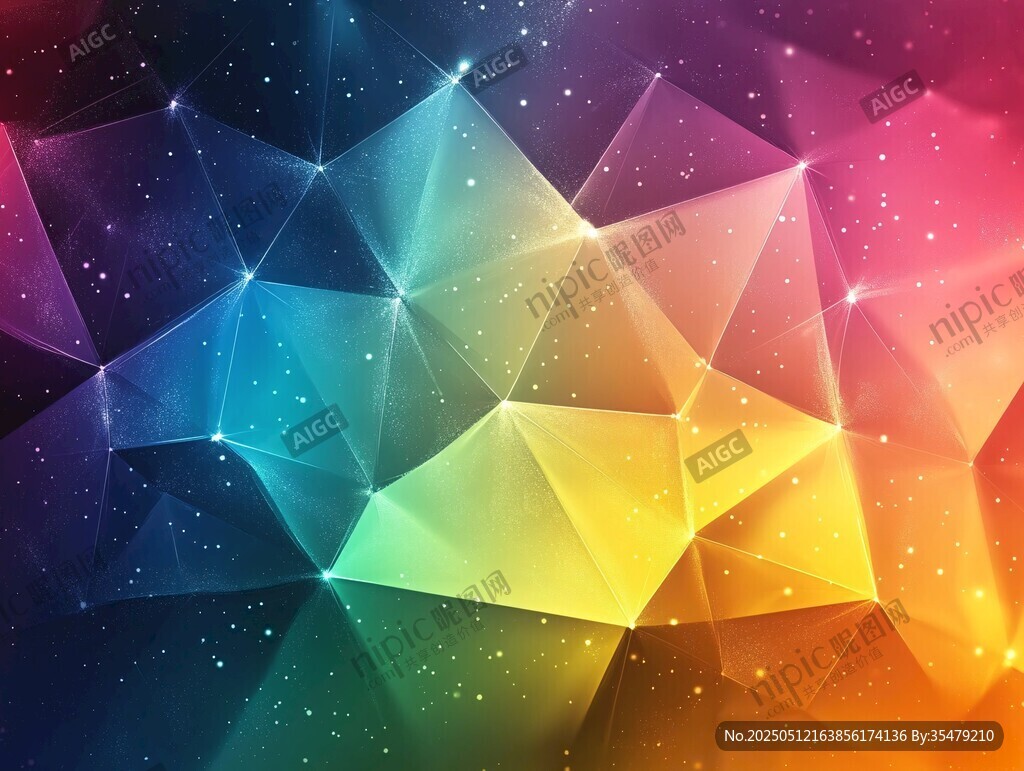 炫彩多边形星空背景图