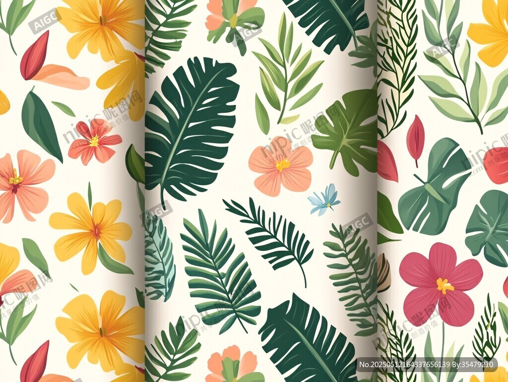 热带花卉绿植图案设计
