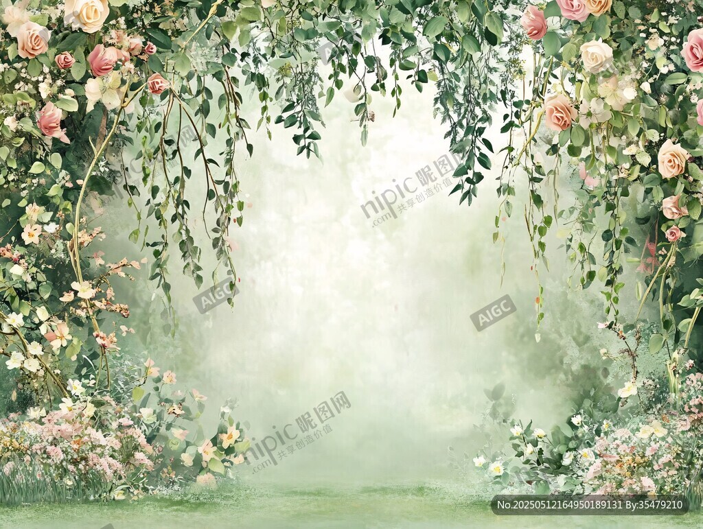 梦幻花卉拱门浪漫场景