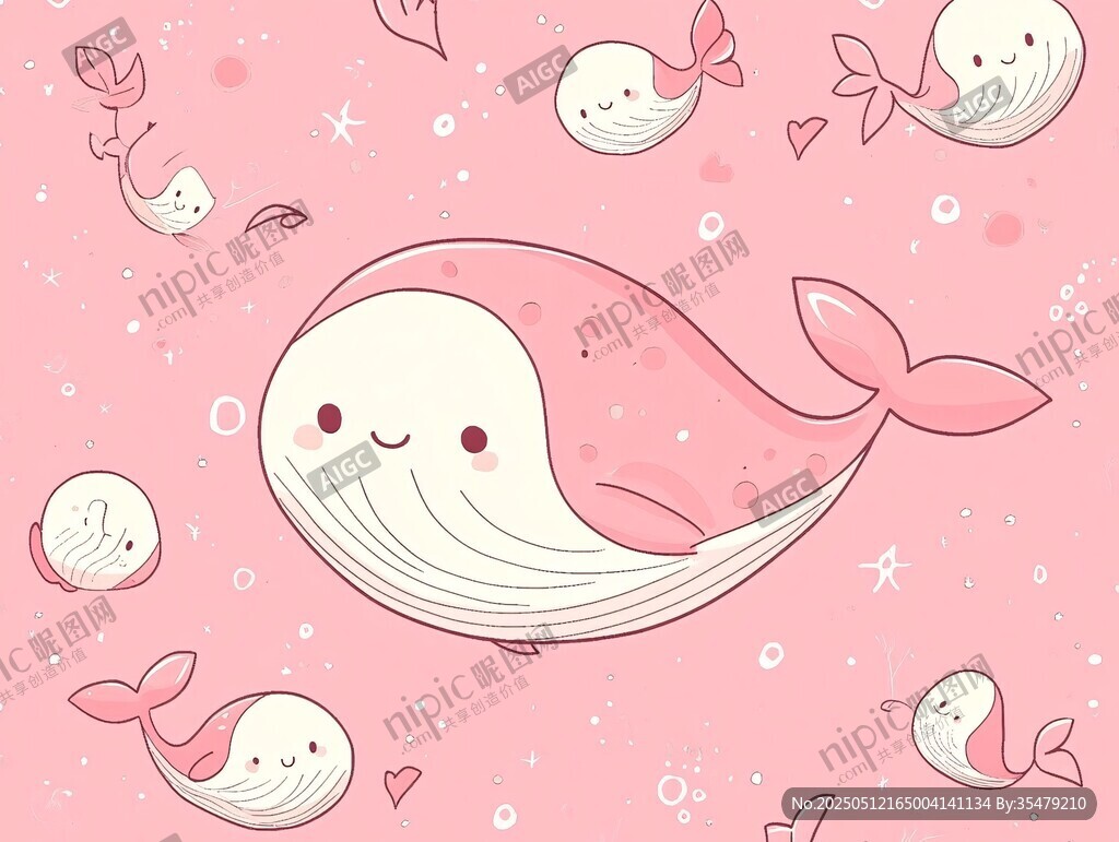 粉色鲸鱼的梦幻海洋世界