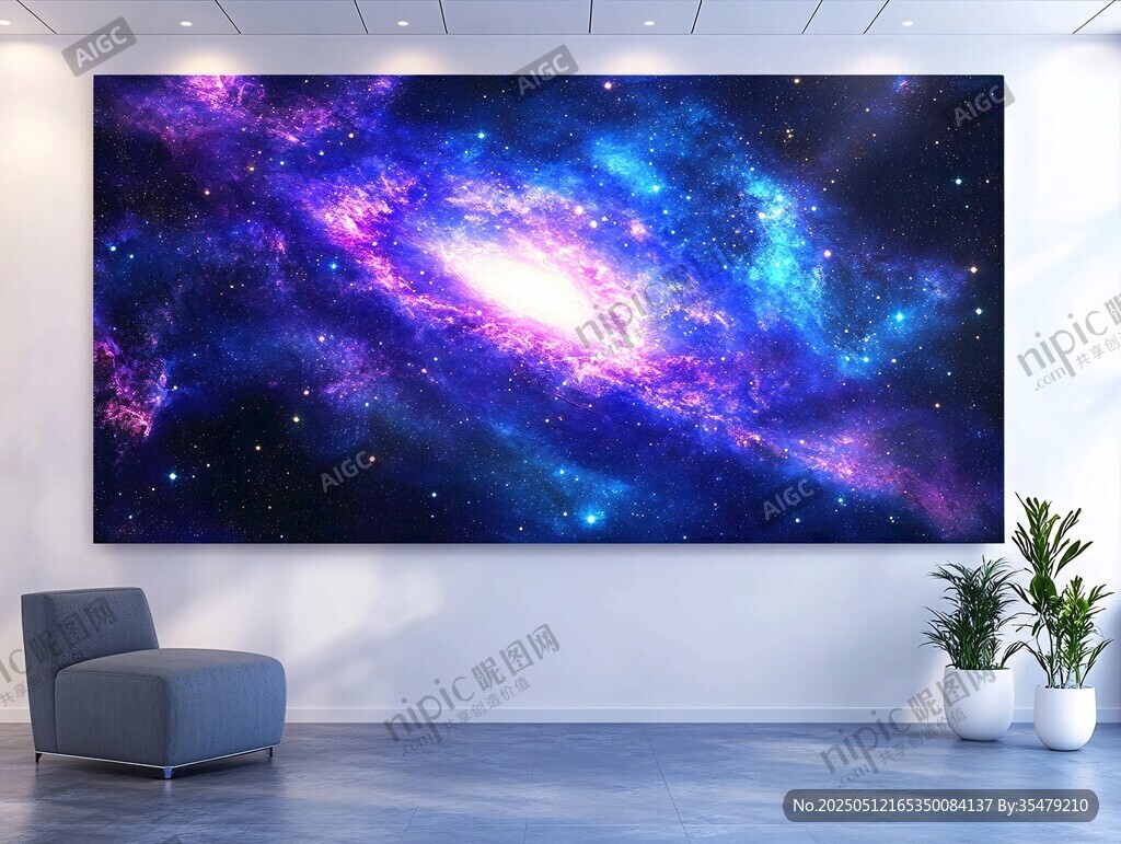 梦幻星空壁画装饰室内空间
