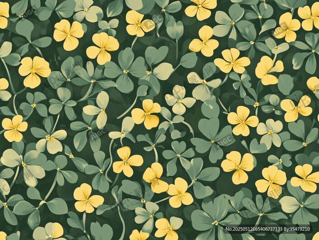 三叶草花卉无缝图案背景