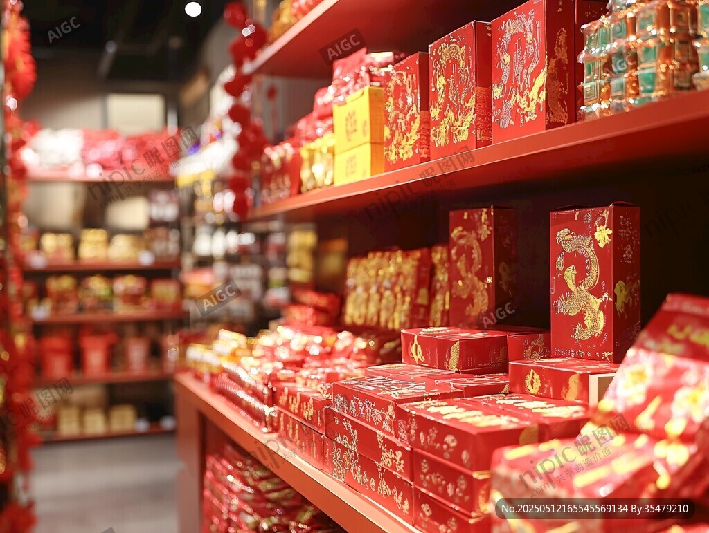 喜庆年货摆满货架