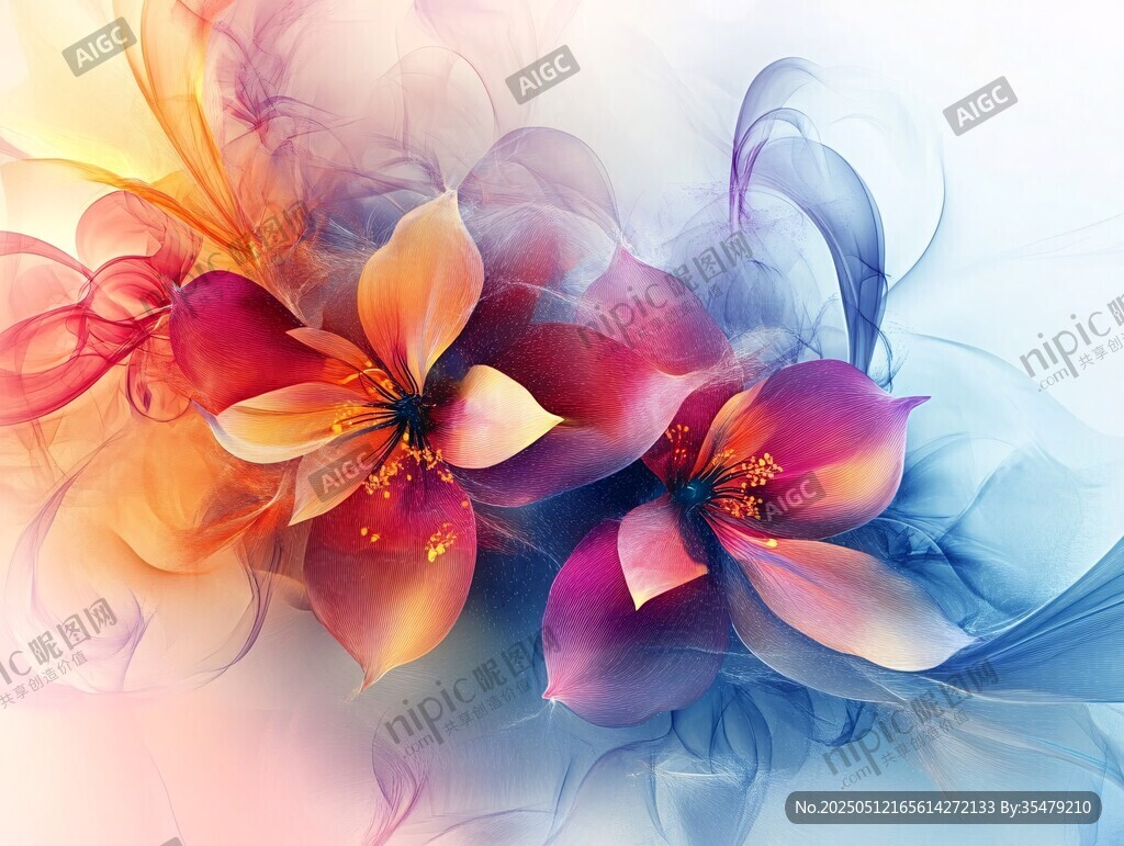 梦幻绚丽花朵艺术背景图