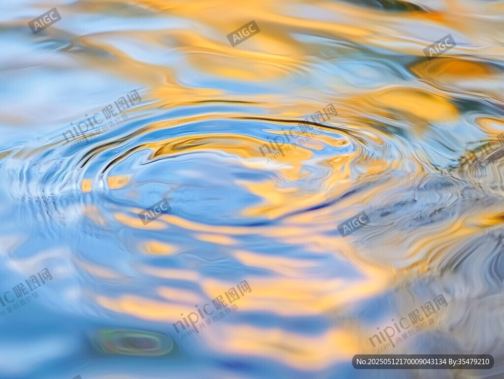 水面涟漪的绚丽光影
