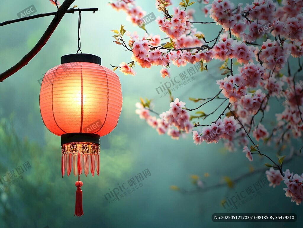 灯笼映繁花 中式唯美意境