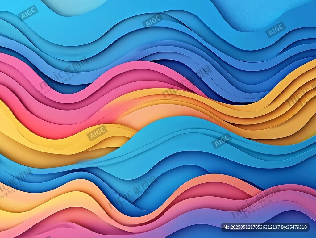 多彩波浪抽象艺术背景图
