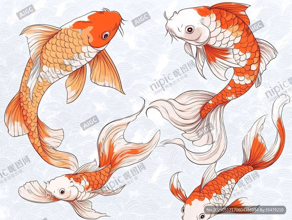 灵动锦鲤插画