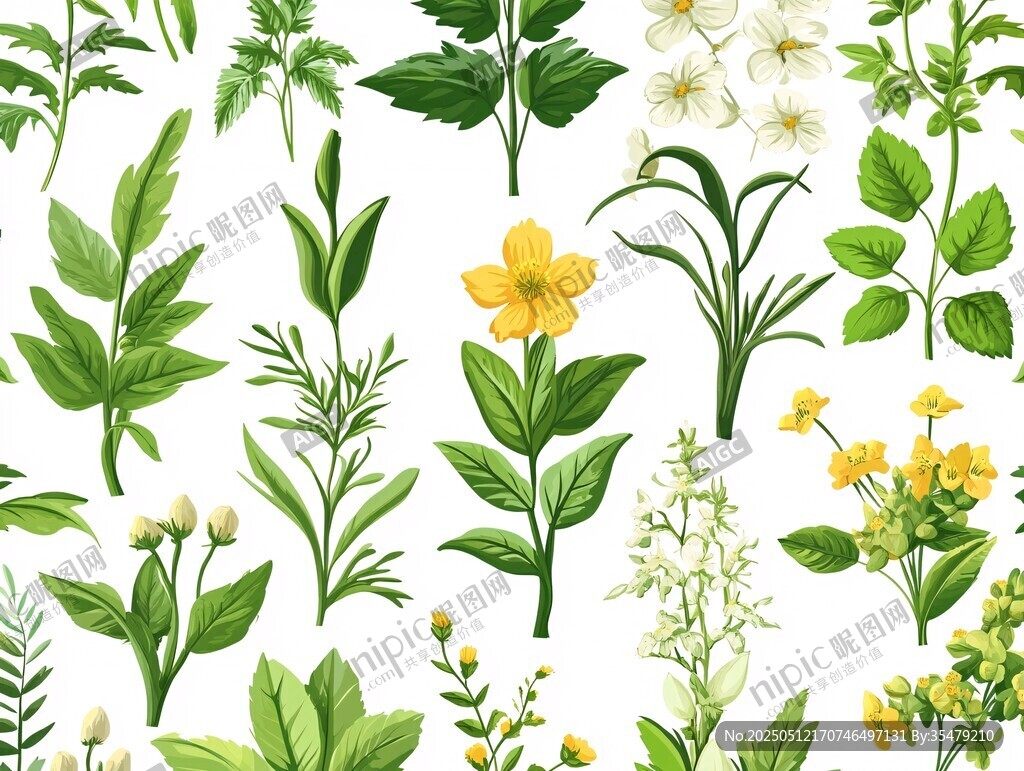 清新花卉绿植图案素材