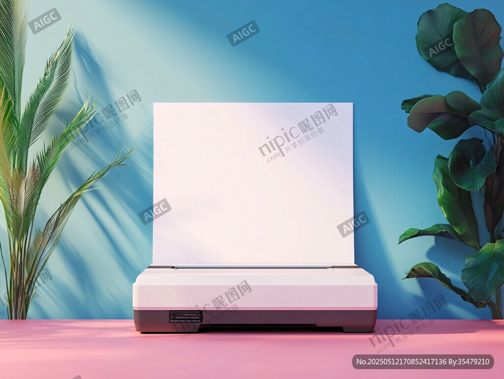 白色打印机旁的绿植景致