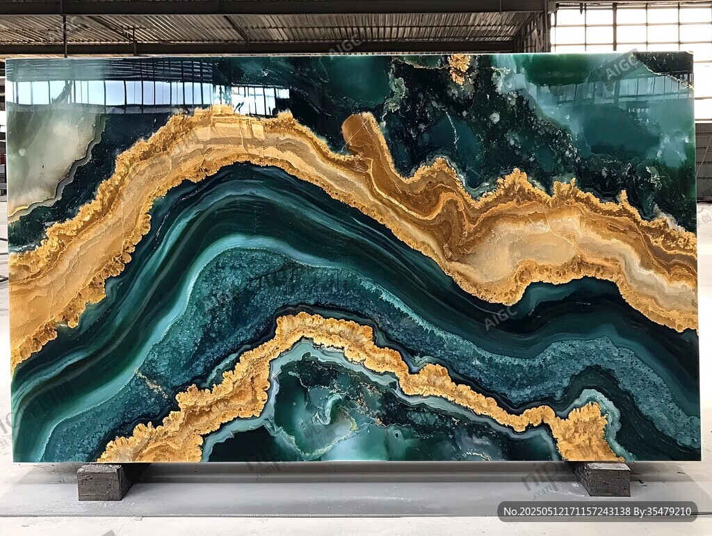 奢华绿金纹理大理石板材