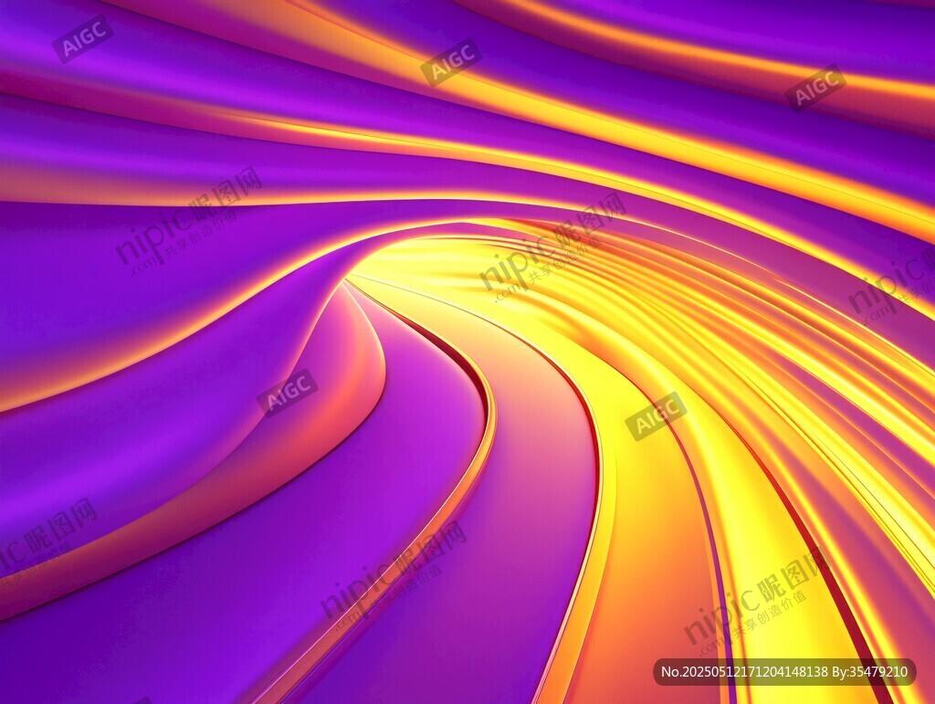 梦幻紫色黄色动感流体背景