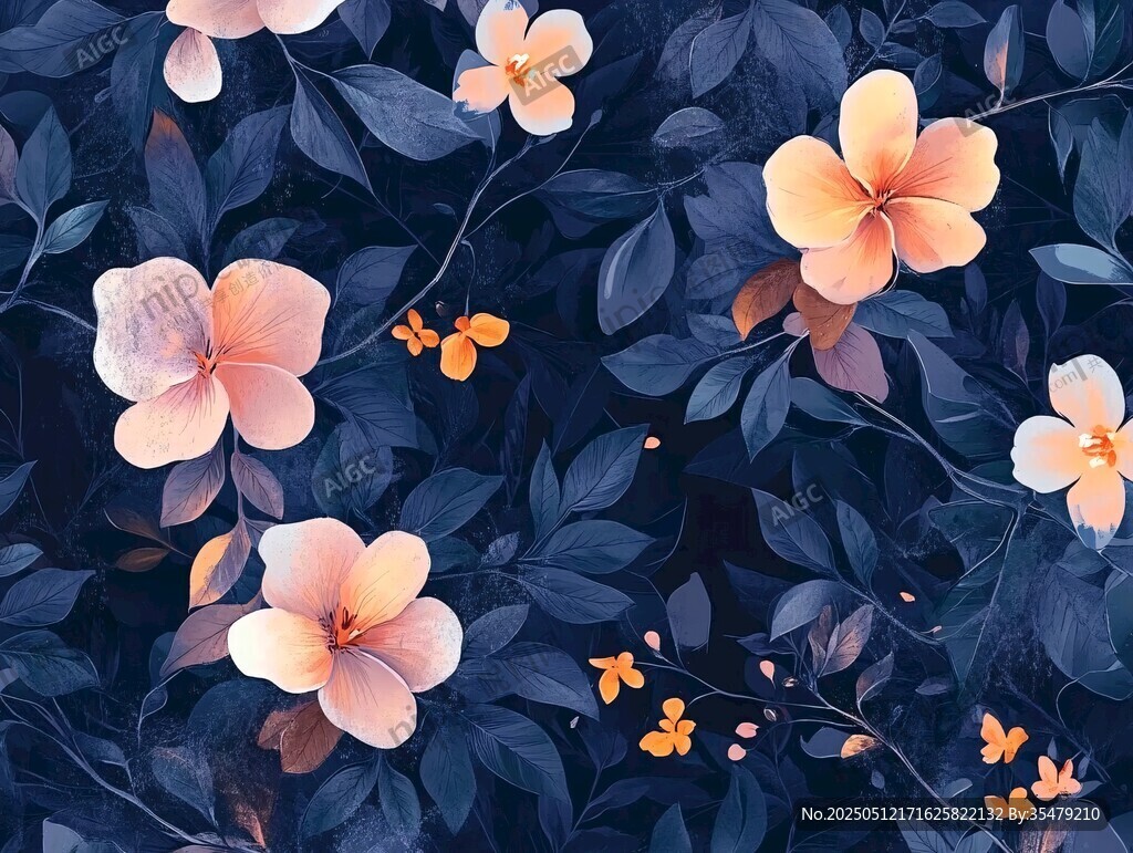 暗夜中的柔美花卉图案