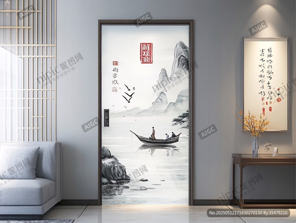 中式山水意境门饰艺术