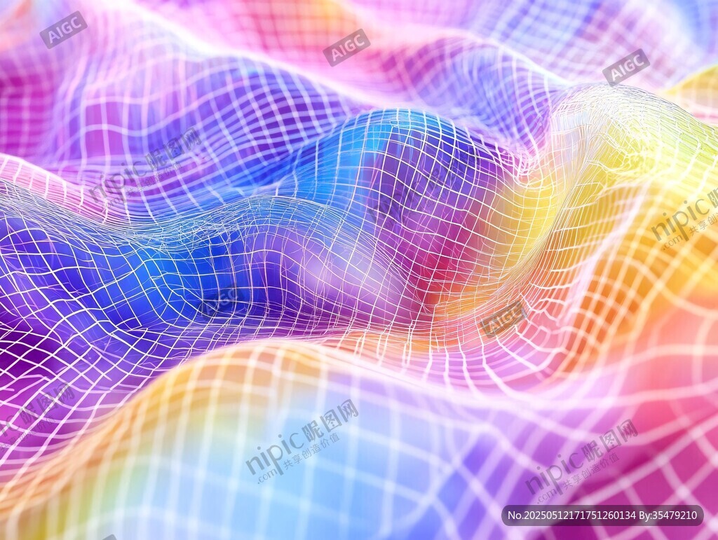 梦幻彩色网格波浪纹理