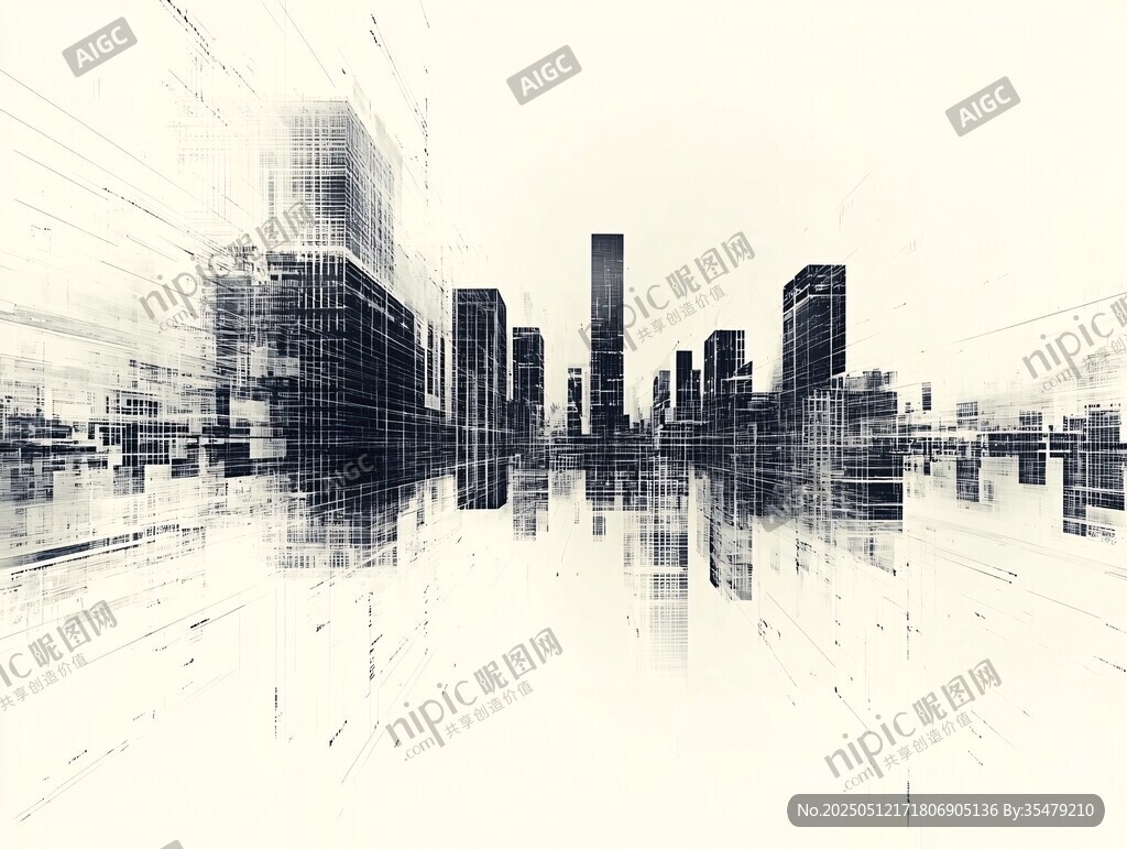 黑白城市建筑光影效果图