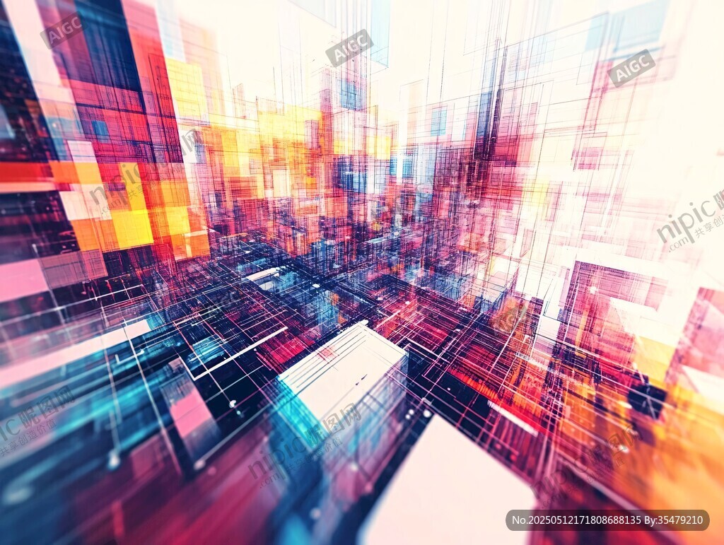 炫彩科技城市抽象图景