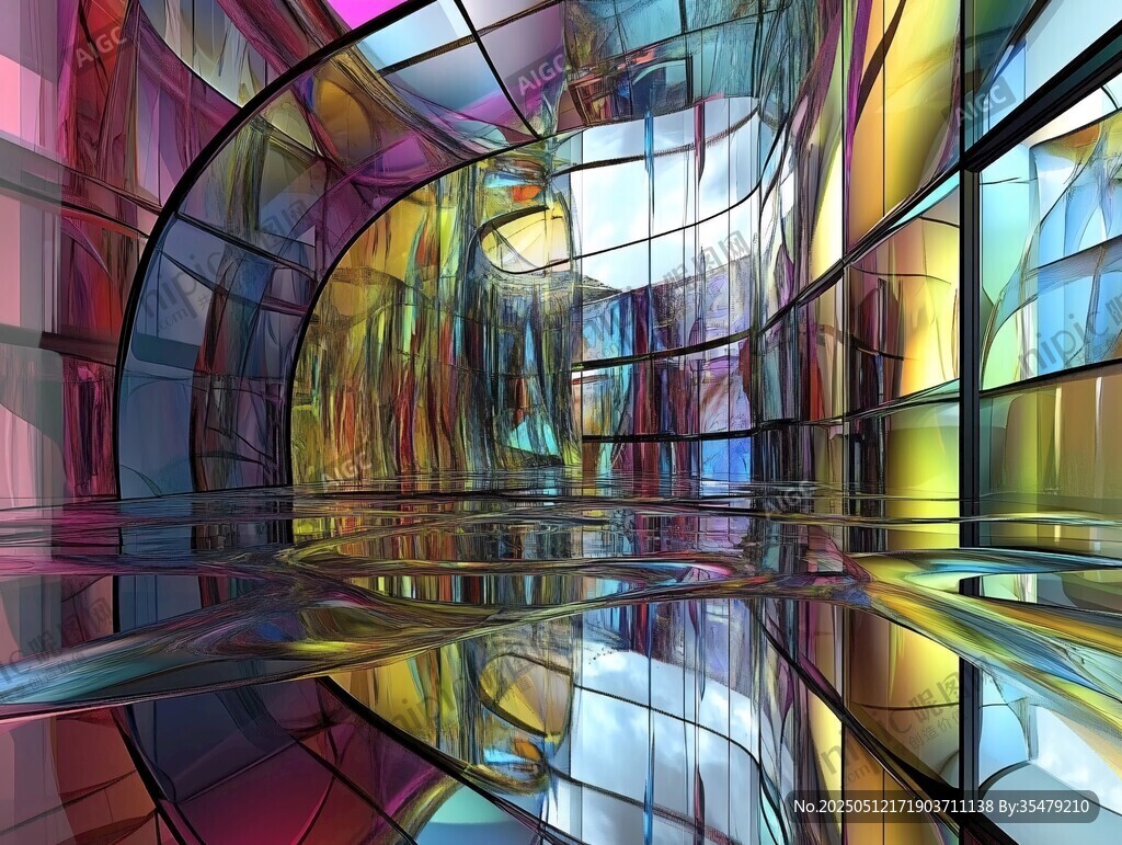 梦幻绚丽的未来感室内空间