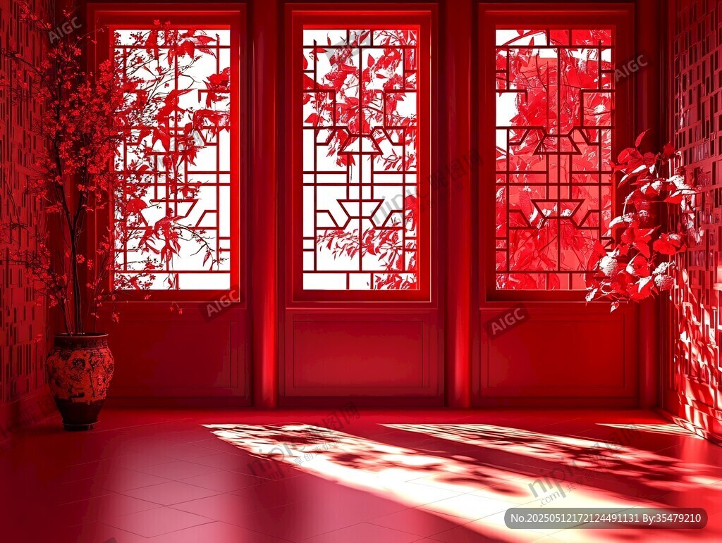 中式红韵 古典门窗之美