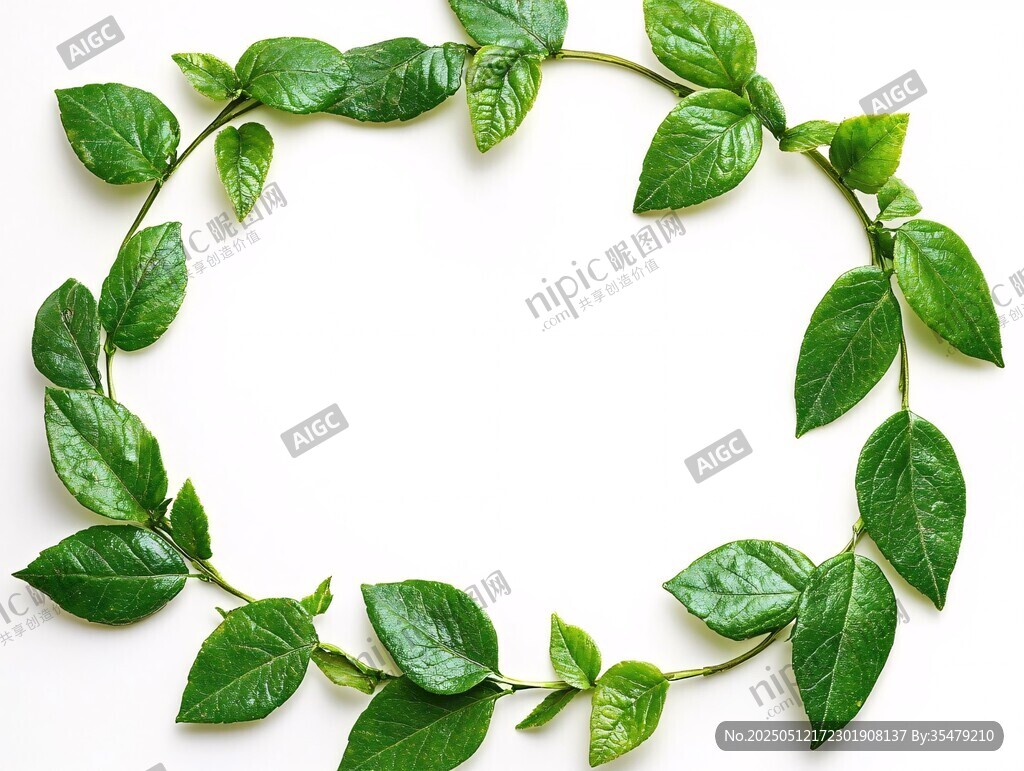 绿叶环绕的清新植物花环
