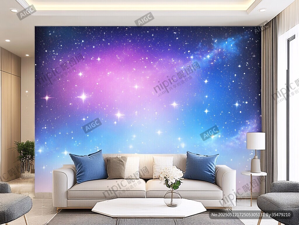 梦幻星空客厅背景墙