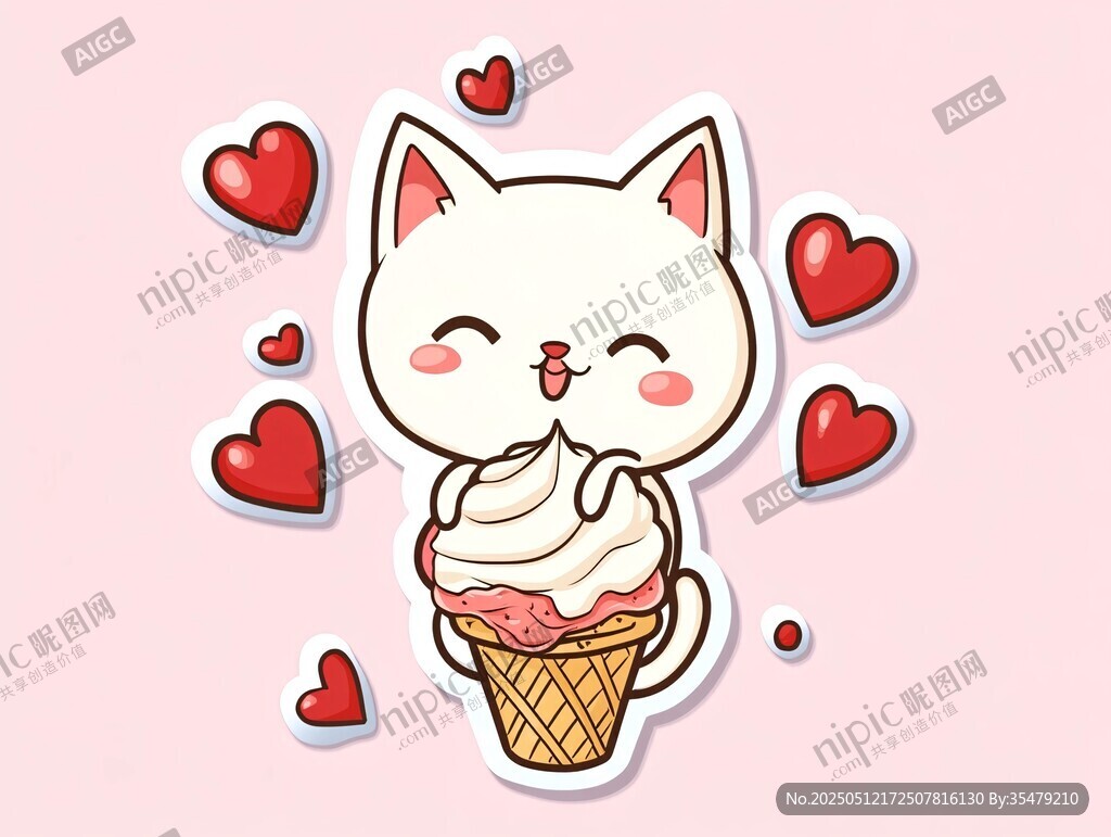 可爱猫咪吃冰淇淋超萌瞬间