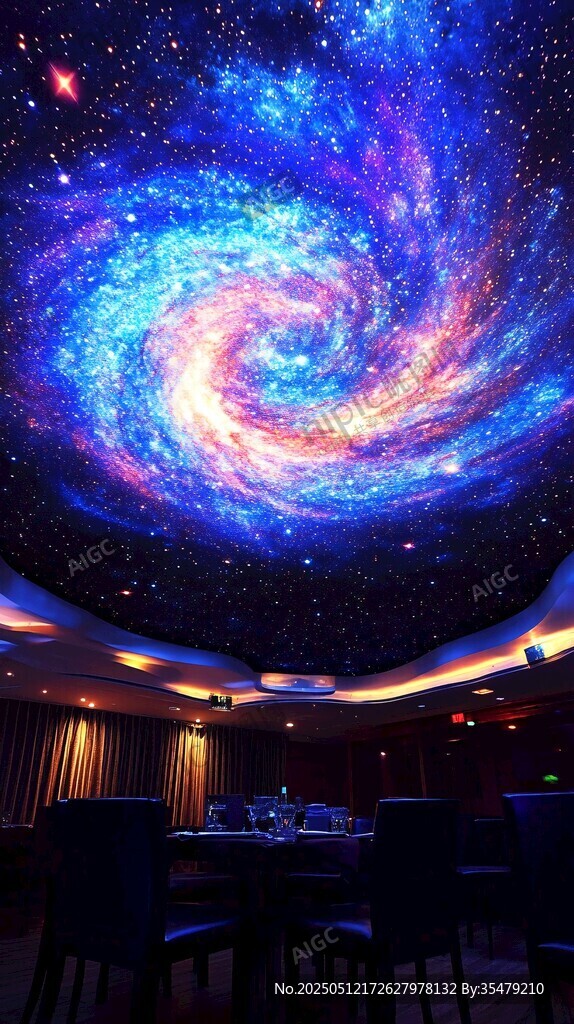 梦幻星空主题餐厅天花板
